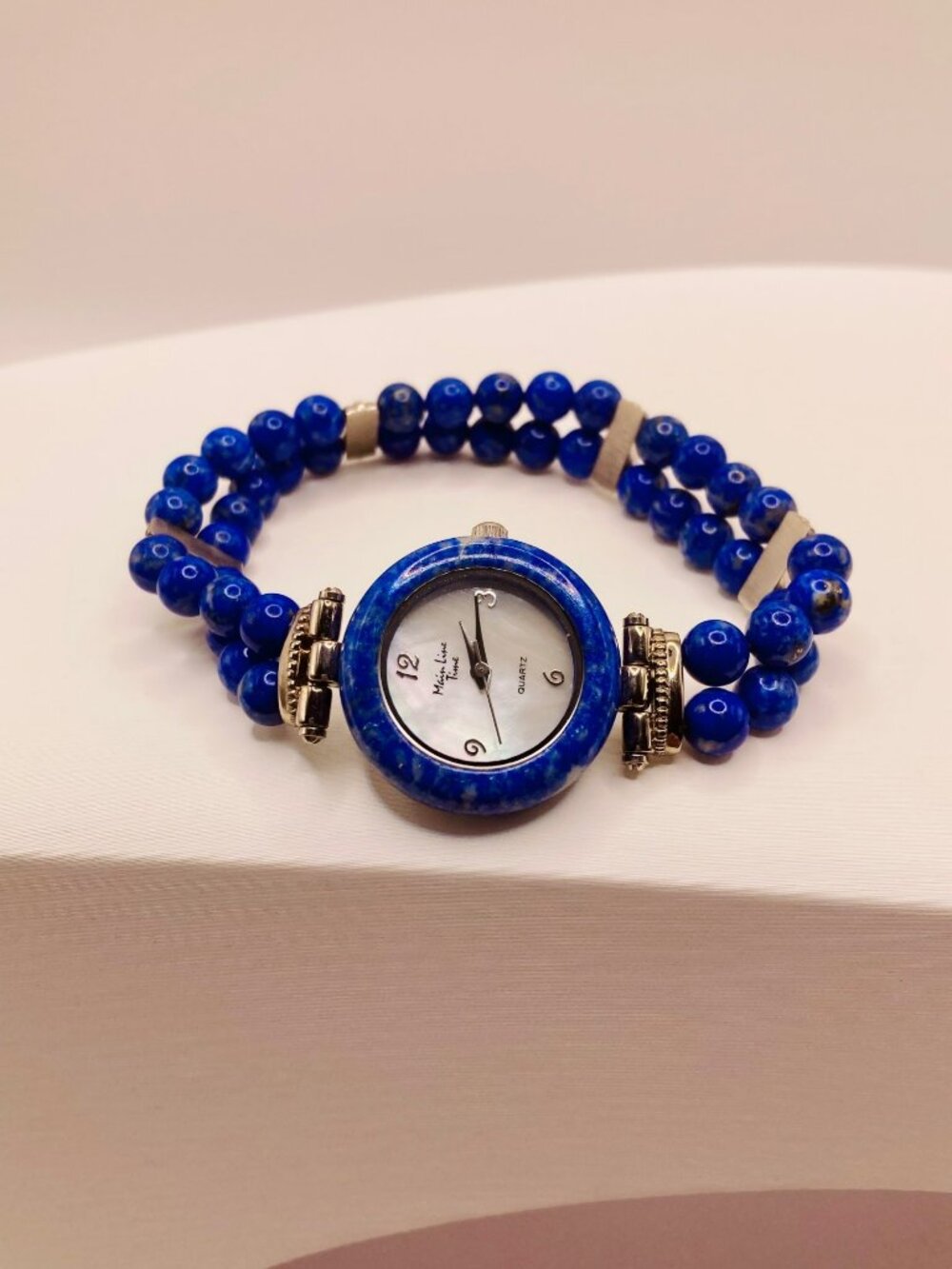 Gem Essence/Main Line Time Lapis Lazuli Beaded Stretch Quartz Watch -8B